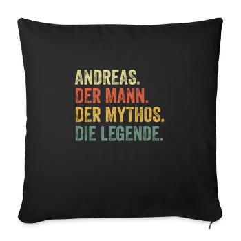 Andreas Mann Mythos Legende Vorname Name - Sofakissenbezug 45 x 45 cm - Schwarz - Vorne
