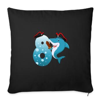 8ème fête d’anniversaire des enfants Shark - Housse de coussin décorative 45 x 45 cm - noir - Devant