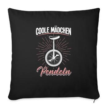 Coole Mädchen pendeln Kinder Einrad - Sofakissenbezug 45 x 45 cm - Schwarz - Vorne