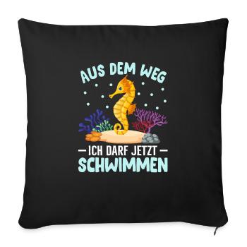 Seepferdchen Abzeichen Seepferdchen bestanden - Sofakissenbezug 45 x 45 cm - Schwarz - Vorne
