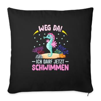Seepferdchen Abzeichen Seepferdchen bestanden - Sofakissenbezug 45 x 45 cm - Schwarz - Vorne