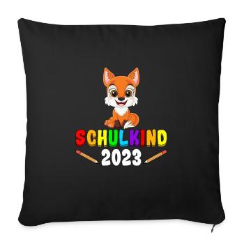 Einschulung Fuchs Schulkind 2023 1. Klasse - Sofakissenbezug 45 x 45 cm - Schwarz - Vorne