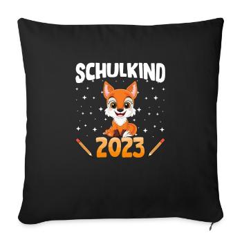 Fuchs Schulkind 2023 - Sofakissenbezug 45 x 45 cm - Schwarz - Vorne
