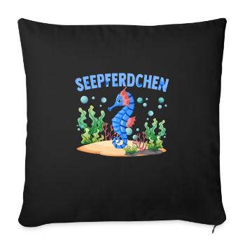 Seepferdchen Abzeichen Seepferdchen bestanden - Sofakissenbezug 45 x 45 cm - Schwarz - Vorne