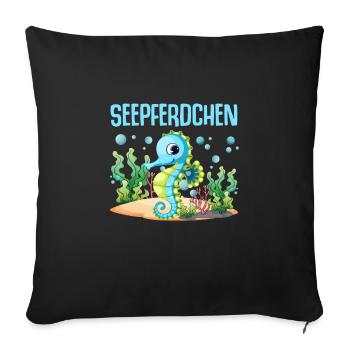 Seepferdchen Abzeichen Seepferdchen bestanden - Sofakissenbezug 45 x 45 cm - Schwarz - Vorne