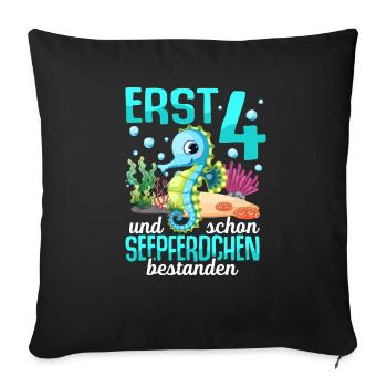 Seepferdchen Abzeichen Seepferdchen bestanden - Sofakissenbezug 45 x 45 cm - Schwarz - Vorne