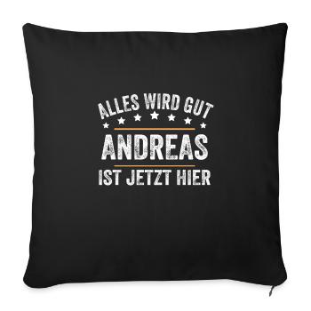 Andreas Vorname Name Geburtstag - Sofakissenbezug 45 x 45 cm - Schwarz - Vorne