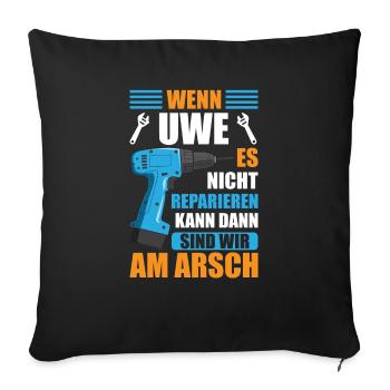 Uwe Vorname Name Geburtstag Reparieren - Sofakissenbezug 45 x 45 cm - Schwarz - Vorne