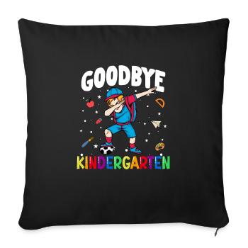Goodbye Kindergarten Fußball Schultüte - Sofakissenbezug 45 x 45 cm - Schwarz - Vorne