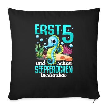 Seepferdchen Abzeichen Seepferdchen bestanden - Sofakissenbezug 45 x 45 cm - Schwarz - Vorne