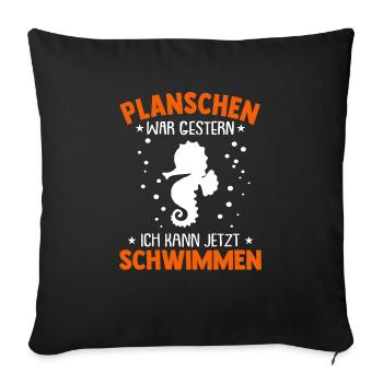 Seepferdchen Abzeichen Seepferdchen bestanden - Sofakissenbezug 45 x 45 cm - Schwarz - Vorne