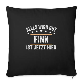 Finn Vorname Name Geburtstag - Sofakissenbezug 45 x 45 cm - Schwarz - Vorne