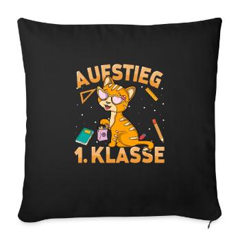 Aufstieg 1. Klasse Kätzchen - Sofakissenbezug 45 x 45 cm - Schwarz - Vorne