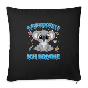 Grundschule ich komme Einschulung Koala - Sofakissenbezug 45 x 45 cm - Schwarz - Vorne