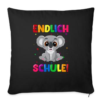 Endlich Schule Koala Einschulung Schulkind - Sofakissenbezug 45 x 45 cm - Schwarz - Vorne