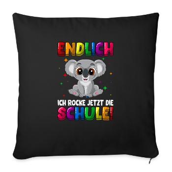 Endlich ich rocke jetzt die Schule Koala - Sofakissenbezug 45 x 45 cm - Schwarz - Vorne