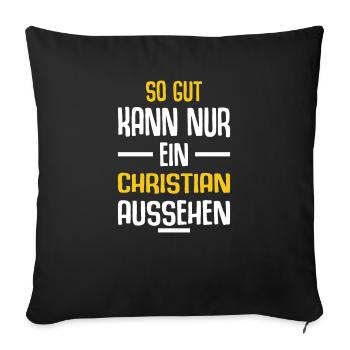 Christian Vorname Name Geburtstag - Sofakissenbezug 45 x 45 cm - Schwarz - Vorne