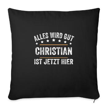 Christian Vorname Name Geburtstag - Sofakissenbezug 45 x 45 cm - Schwarz - Vorne