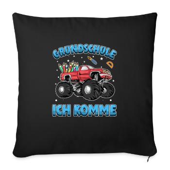Grundschule ich komme Einschulung Truck - Sofakissenbezug 45 x 45 cm - Schwarz - Vorne