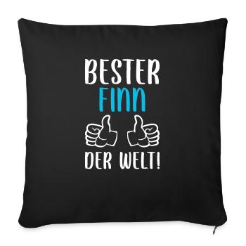 Finn Vorname Name Geburtstag - Sofakissenbezug 45 x 45 cm - Schwarz - Vorne