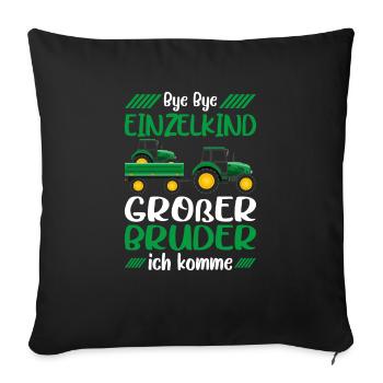 Großer Bruder 2023 Traktor Schwangerschaft - Sofakissenbezug 45 x 45 cm - Schwarz - Vorne