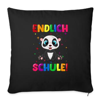 Endlich Schule Panda 1. Klasse - Sofakissenbezug 45 x 45 cm - Schwarz - Vorne