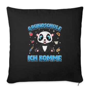 Grundschule ich komme Einschulung Panda - Sofakissenbezug 45 x 45 cm - Schwarz - Vorne