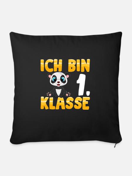 Ich bin 1. Klasse Einschulung Panda - Sofakissenbezug 45 x 45 cm - Schwarz