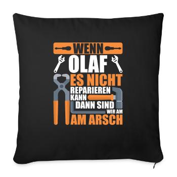 Vorname Olaf Name Geburtstag Geschenk - Sofakissenbezug 45 x 45 cm - Schwarz - Vorne