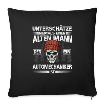 Automechaniker Alter mann KFZ-Mechaniker - Sofakissenbezug 45 x 45 cm - Schwarz - Vorne