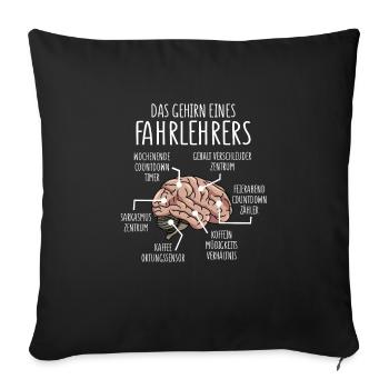 Fahrlehrer Anatomie Gehirn Fahrschule - Sofakissenbezug 45 x 45 cm - Schwarz - Vorne