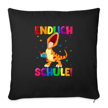 Endlich Schule Dinosaurier 1. Klasse - Sofakissenbezug 45 x 45 cm - Schwarz - Vorne