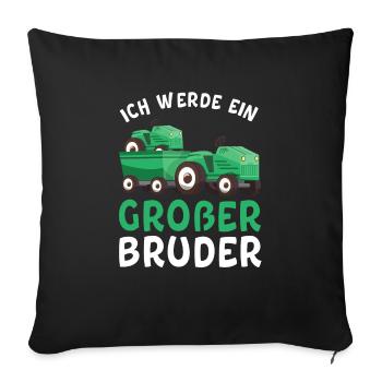Großer Bruder 2023 Traktor Schwangerschaft - Sofakissenbezug 45 x 45 cm - Schwarz - Vorne