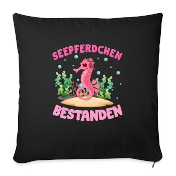Seepferdchen Abzeichen Seepferdchen bestanden - Sofakissenbezug 45 x 45 cm - Schwarz - Vorne