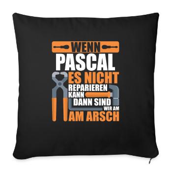 Vorname Pascal Name Geburtstag Geschenk - Sofakissenbezug 45 x 45 cm - Schwarz - Vorne