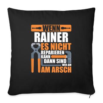 Vorname Rainer Name Geburtstag Geschenk - Sofakissenbezug 45 x 45 cm - Schwarz - Vorne