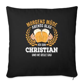 Christian Vorname Name Geburtstag Bier saufen - Sofakissenbezug 45 x 45 cm - Schwarz - Vorne