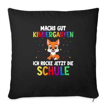 Schulkind Einschulung Fuchs Schulstart Schule - Sofakissenbezug 45 x 45 cm - Schwarz - Vorne