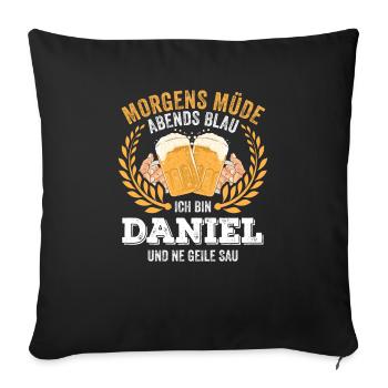 Daniel Vorname Name Geburtstag Bier saufen - Sofakissenbezug 45 x 45 cm - Schwarz - Vorne