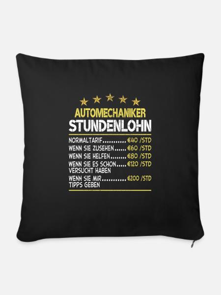 Stundenlohn Automechaniker - Sofakissenbezug 45 x 45 cm - Schwarz