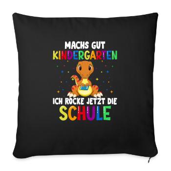 Schulkind Einschulung Dino Schulstart Schule - Sofakissenbezug 45 x 45 cm - Schwarz - Vorne