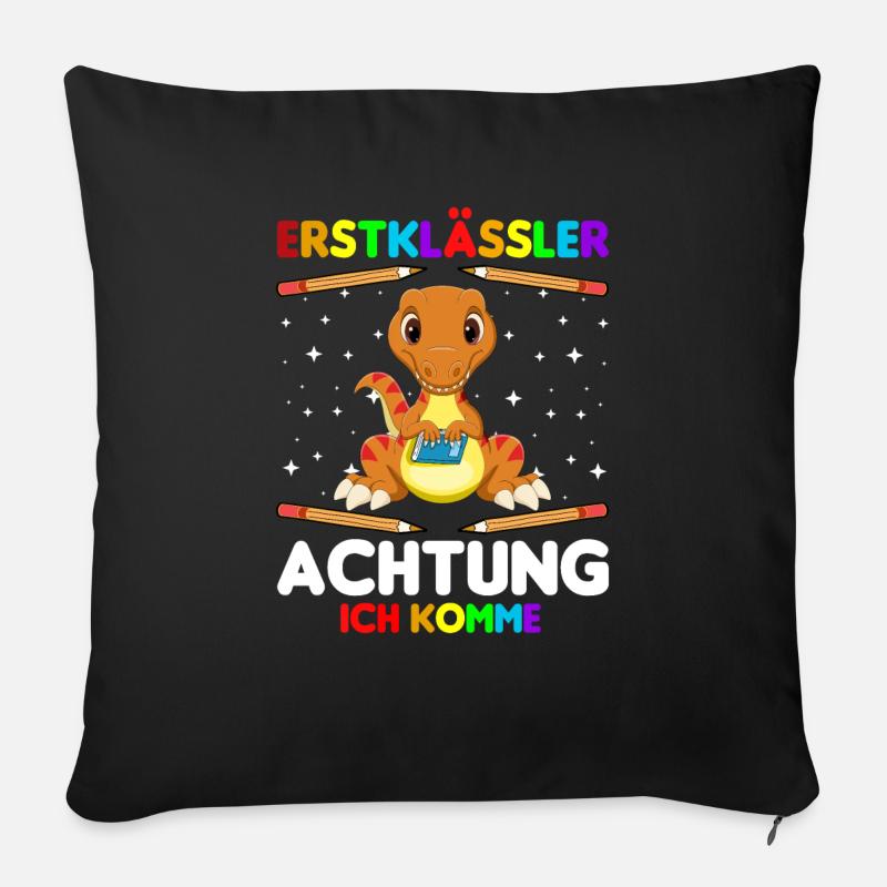 Erstklässler Schulkind Einschulung Dinosaurier - Sofakissenbezug 45 x 45 cm - Schwarz