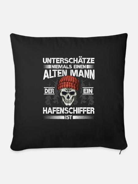 Hafenschiffer Alter mann Bootsbauer - Sofakissenbezug 45 x 45 cm - Schwarz