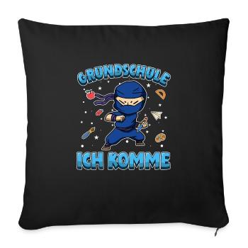 Grundschule ich komme Einschulung Ninja - Sofakissenbezug 45 x 45 cm - Schwarz - Vorne