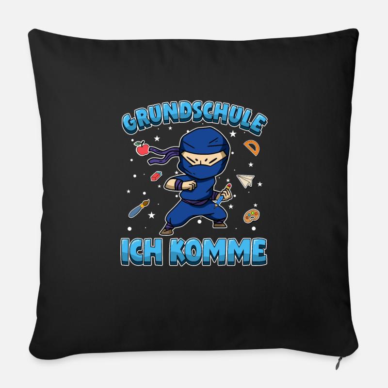 Grundschule ich komme Einschulung Ninja - Sofakissenbezug 45 x 45 cm - Schwarz