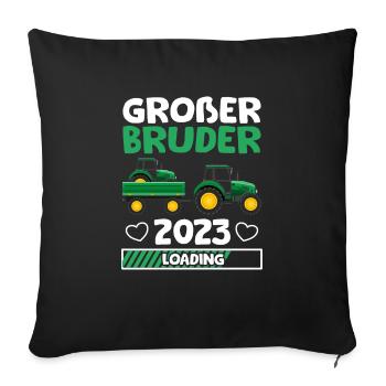 Großer Bruder 2023 Traktor Schwangerschaft - Sofakissenbezug 45 x 45 cm - Schwarz - Vorne