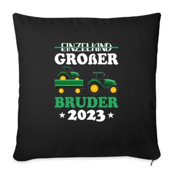 Großer Bruder 2023 Traktor Schwangerschaft - Sofakissenbezug 45 x 45 cm - Schwarz - Vorne