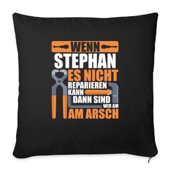 Vorname Stephan Name Geburtstag Geschenk - Sofakissenbezug 45 x 45 cm - Schwarz - Vorne