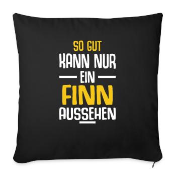Finn Vorname Name Geburtstag - Sofakissenbezug 45 x 45 cm - Schwarz - Vorne