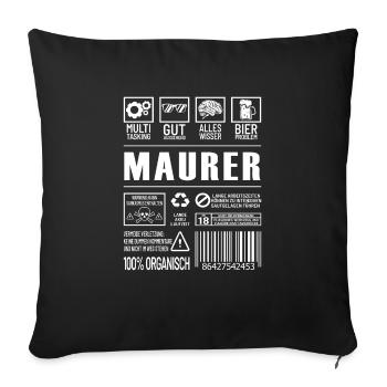 Maurer Lustiger Beruf Spruch Handwerker - Sofakissenbezug 45 x 45 cm - Schwarz - Vorne